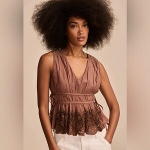 Lucky Brand Lace Ruched Tank Top, Large